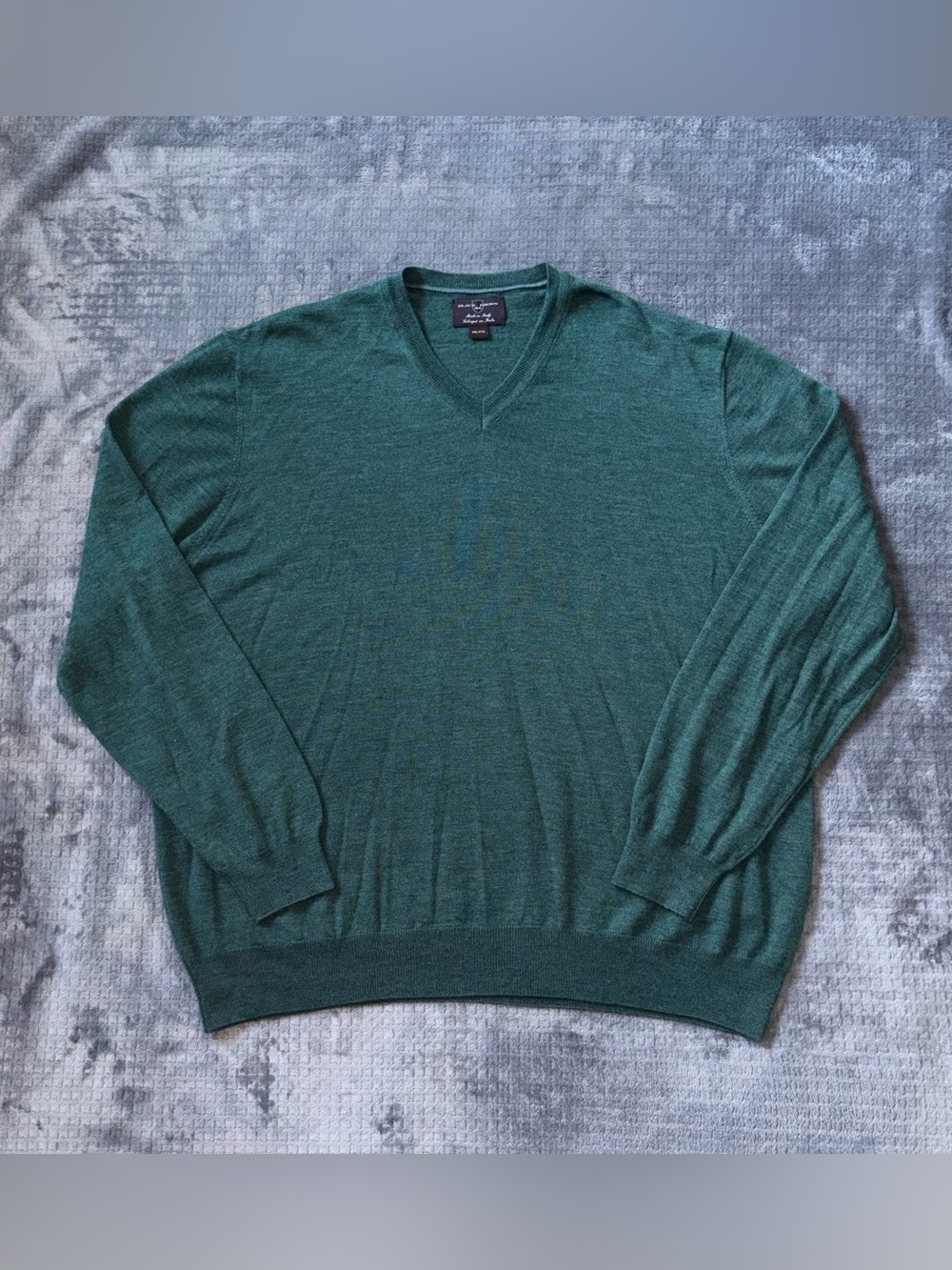 Black Brown 1826 Men’s 4XL 100% ExtraFine Merino Wool Green V-Neck Sweater